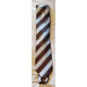 Donald J Trump Tie striped brown white blue. Preowned Free Shipping!